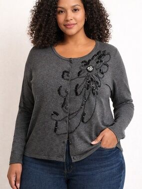 Peck & Peck Embellished Cardigan - XL